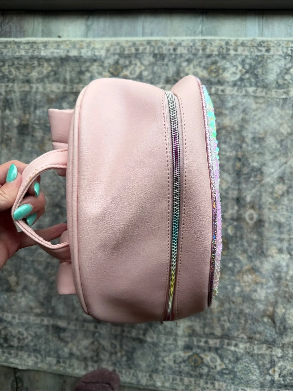 Girls Pink Unicorn Sequin Kids Backpack with Shimmer Front